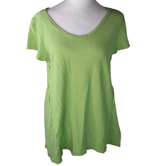 Cut Loose Raw Edge Top Edive Tee Green Cap Sleeve Plain T-shirt NWT Medium - Picture 1 of 8